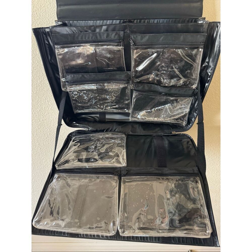 Mary Kay consultant tracker bag pockets galore cosmetics makeup case black brief